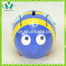 Modern blue personalized money box ceramic bee